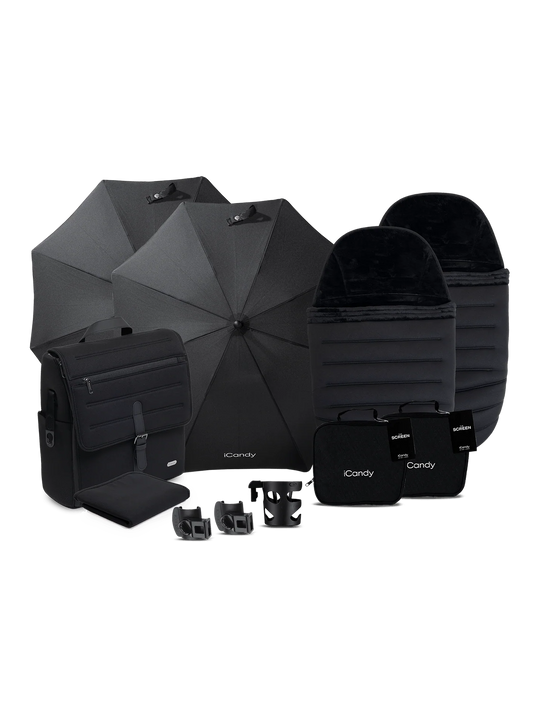 Peach 8 Black kinderwagen en reiswieg inclusief Duo-complete bundel