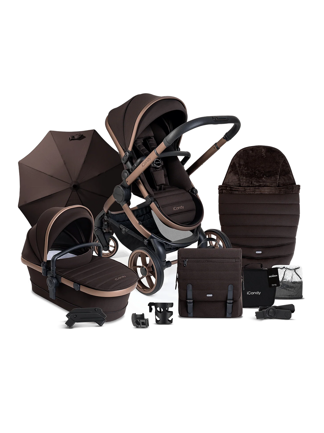 Peach 7 Pecan Pushchair and Carrycot - Complete Bundle
