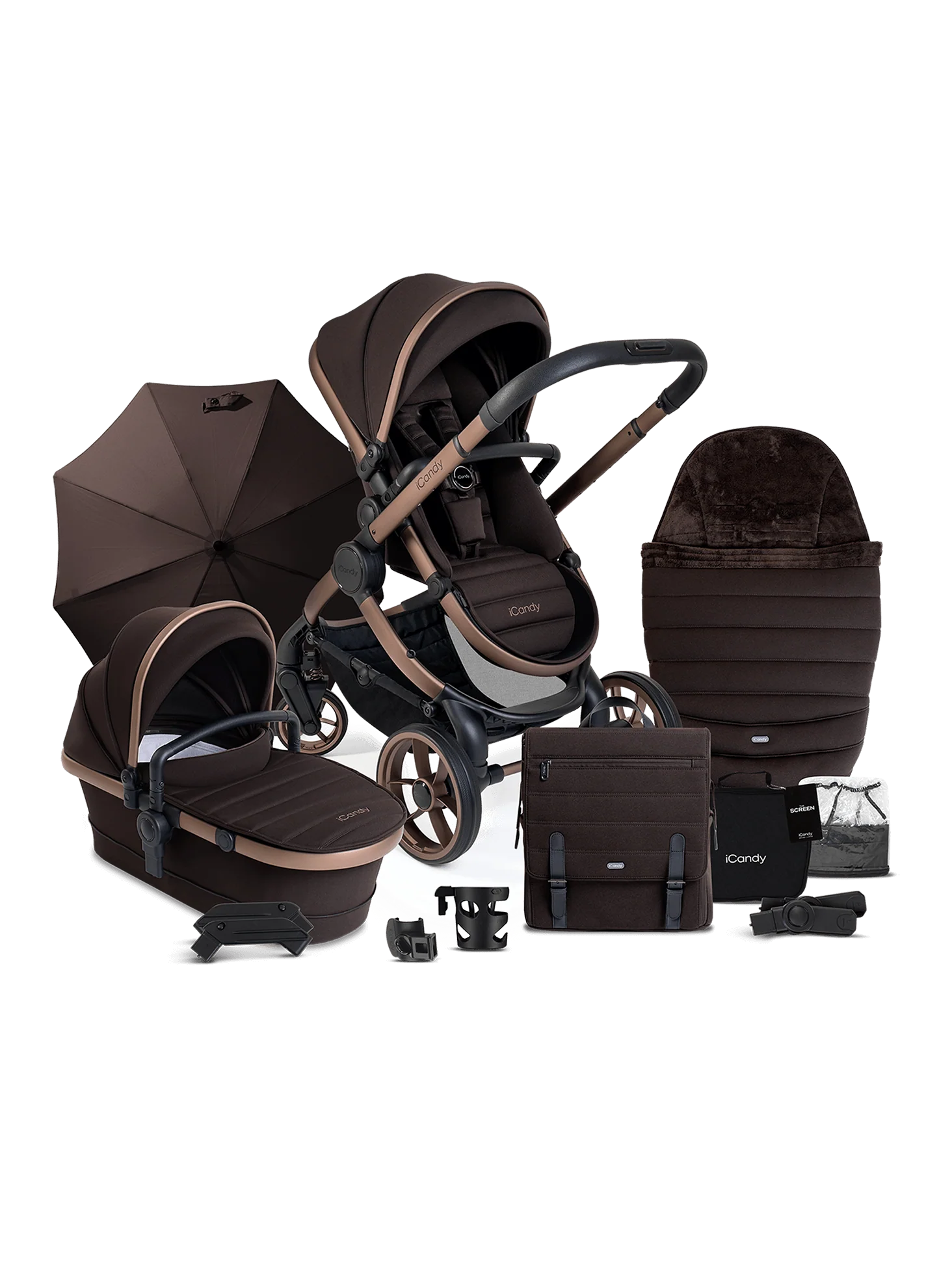 Peach 7 Pecan Pushchair and Carrycot - Complete Bundle