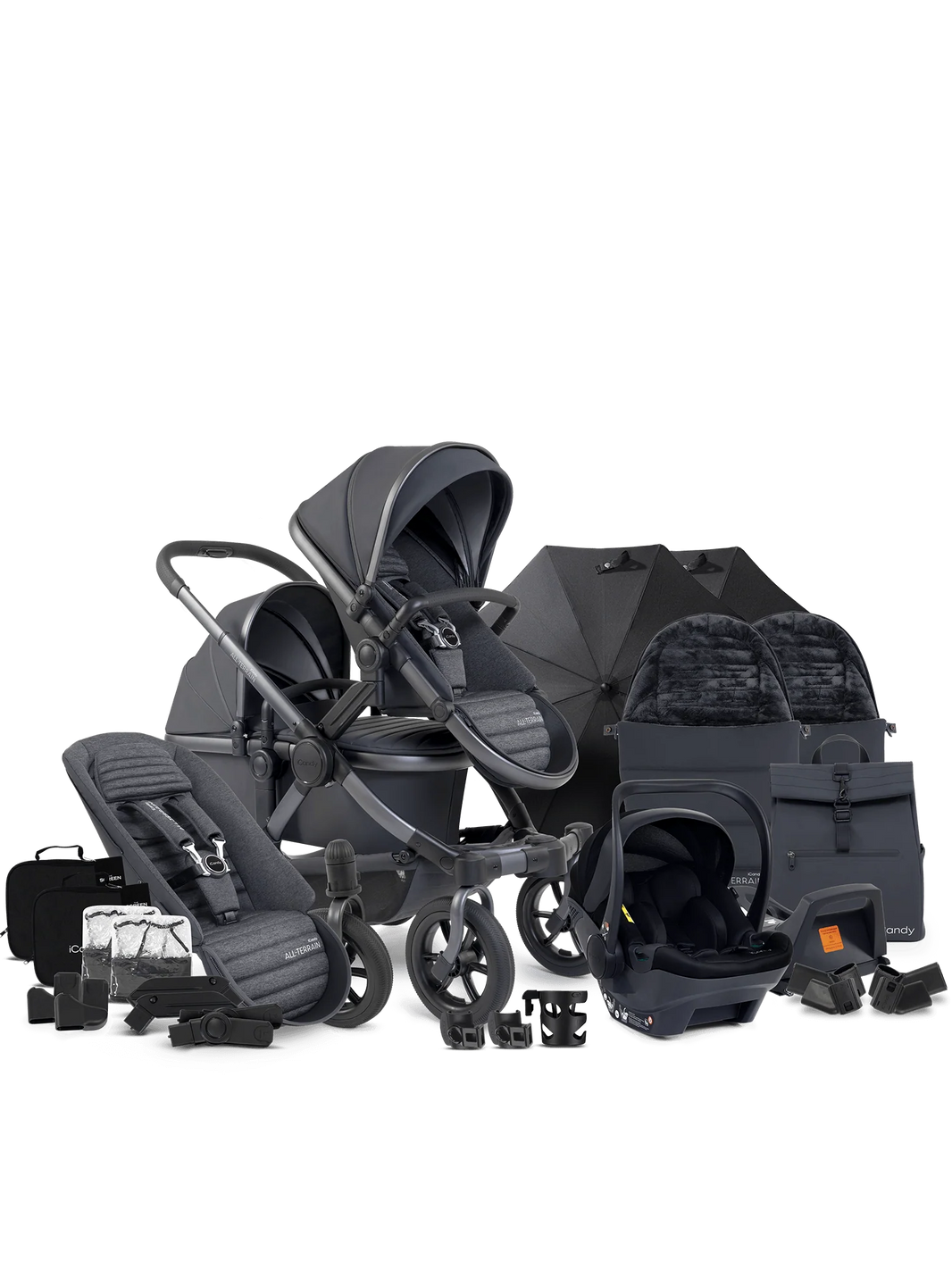 Peach 7 All-Terrain Storm-kinderwagen – pakket met twee autostoeltjes