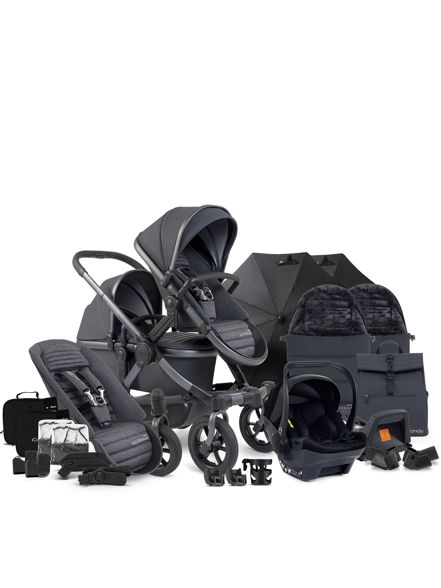 Peach 7 All-Terrain Storm-kinderwagen – pakket met twee autostoeltjes
