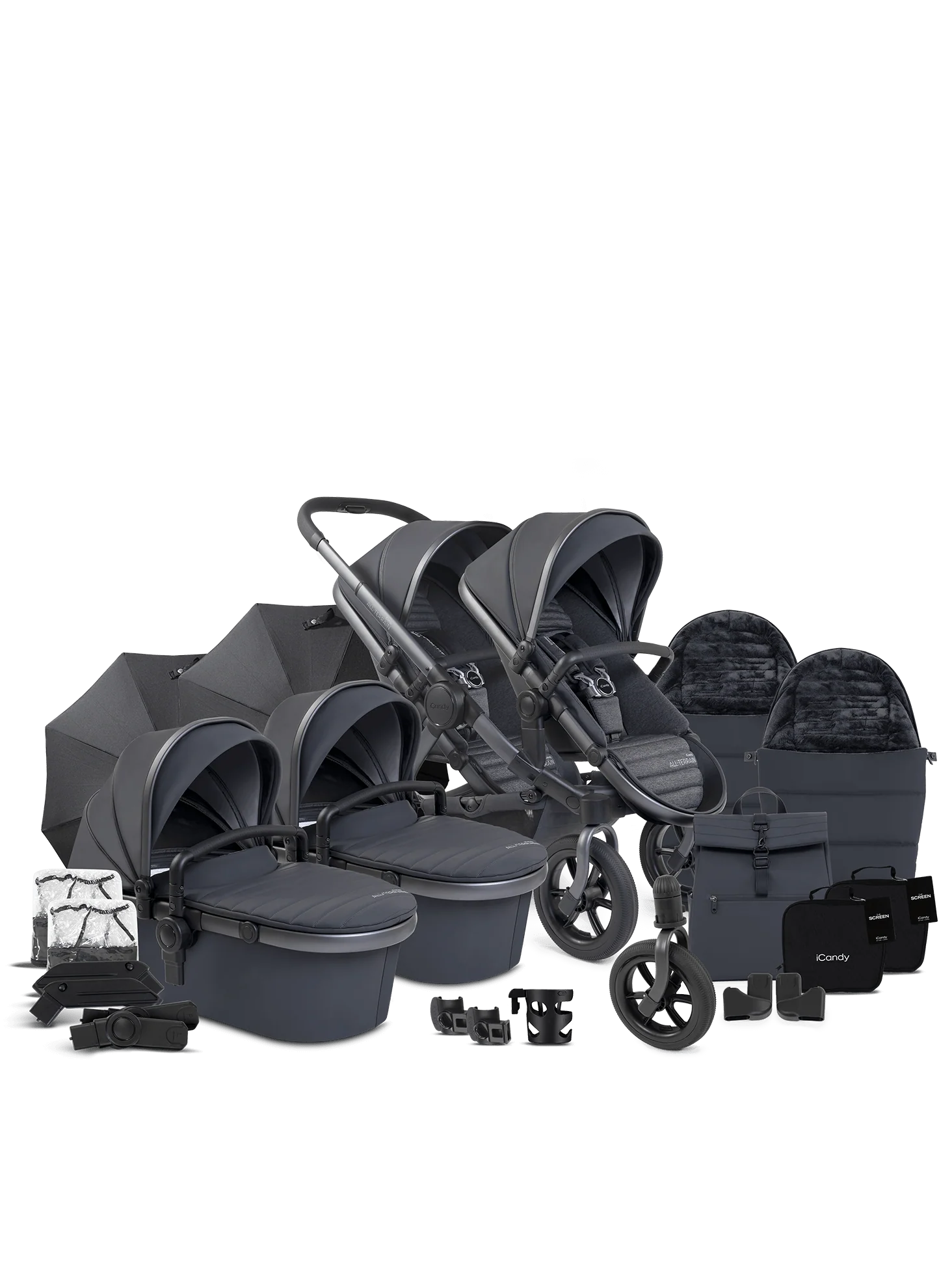 Peach 7 All-Terrain Storm-kinderwagen – Tweelingpakket