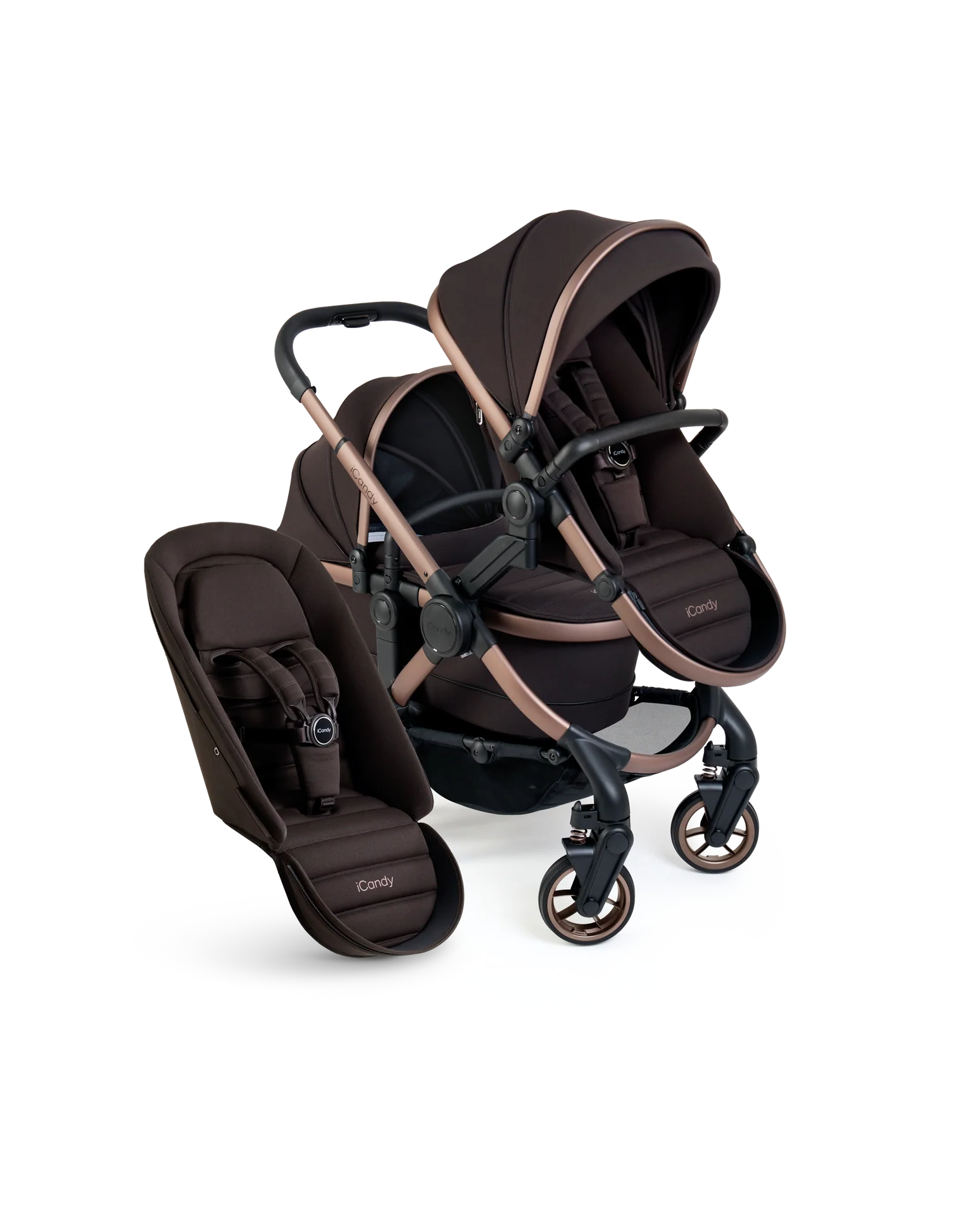 Peach 7 Pecan Pushchair and Carrycot - Double