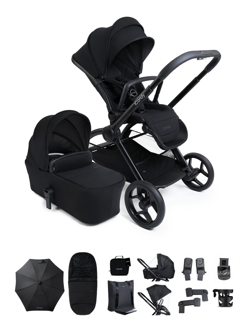 Core 2 Black Pushchair and Carrycot - Complete Bundle