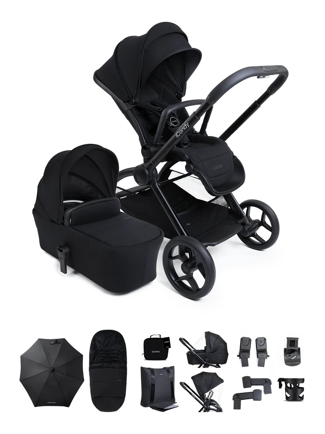 Core 2 Black Pushchair and Carrycot - Complete Bundle