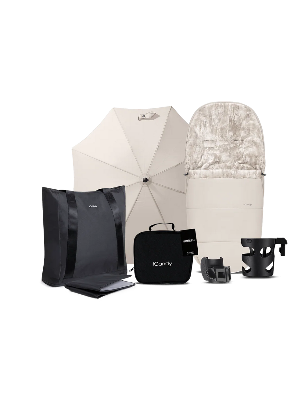Core 2 Sandstone Pushchair and Carrycot - Complete 360 Car Seat Bundle