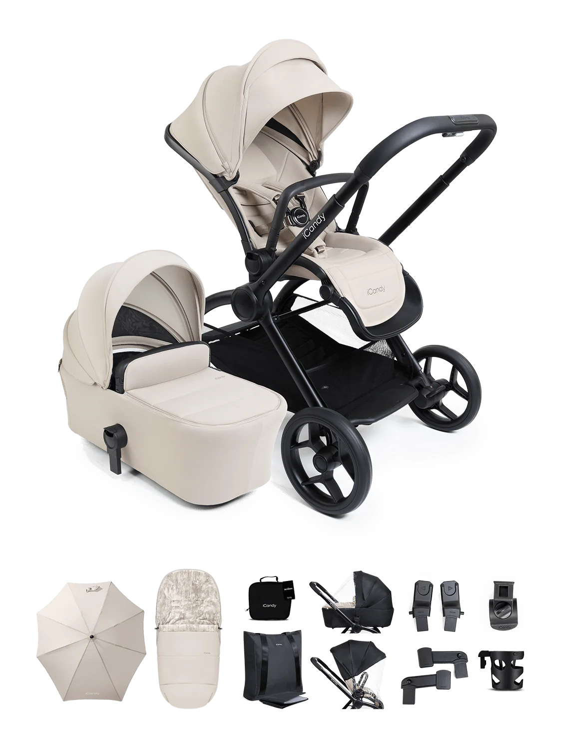 Core 2 Sandstone Pushchair and Carrycot - Complete Bundle