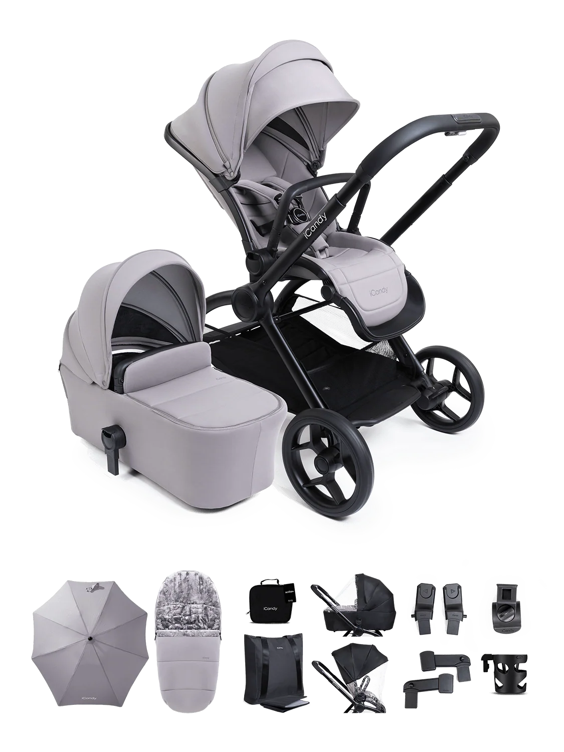 Core 2 Storm Grey Pushchair and Carrycot - Complete Bundle