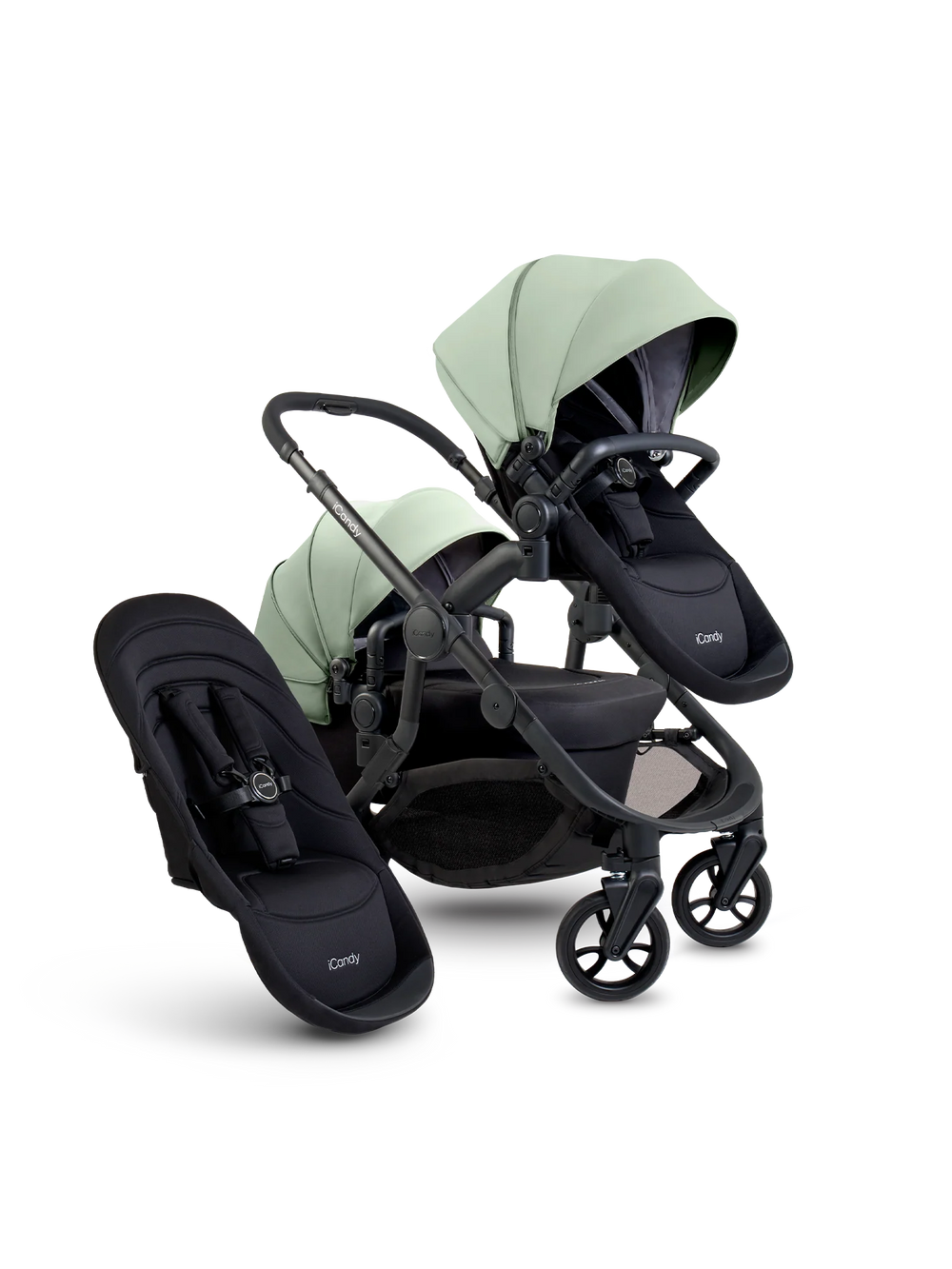 Orange 4 Pistachio Double Pushchair Bundle