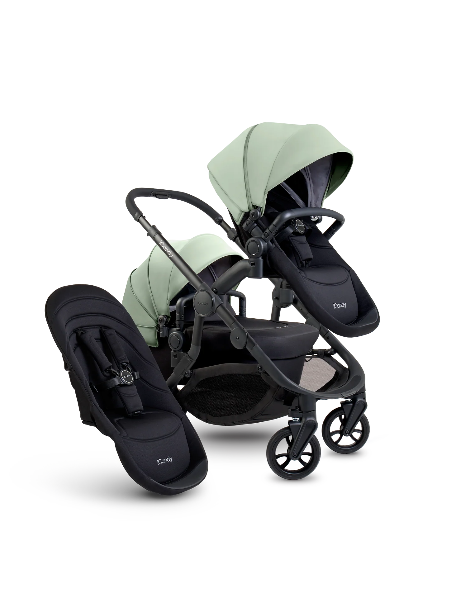 Orange 4 Pistachio Double Pushchair Bundle