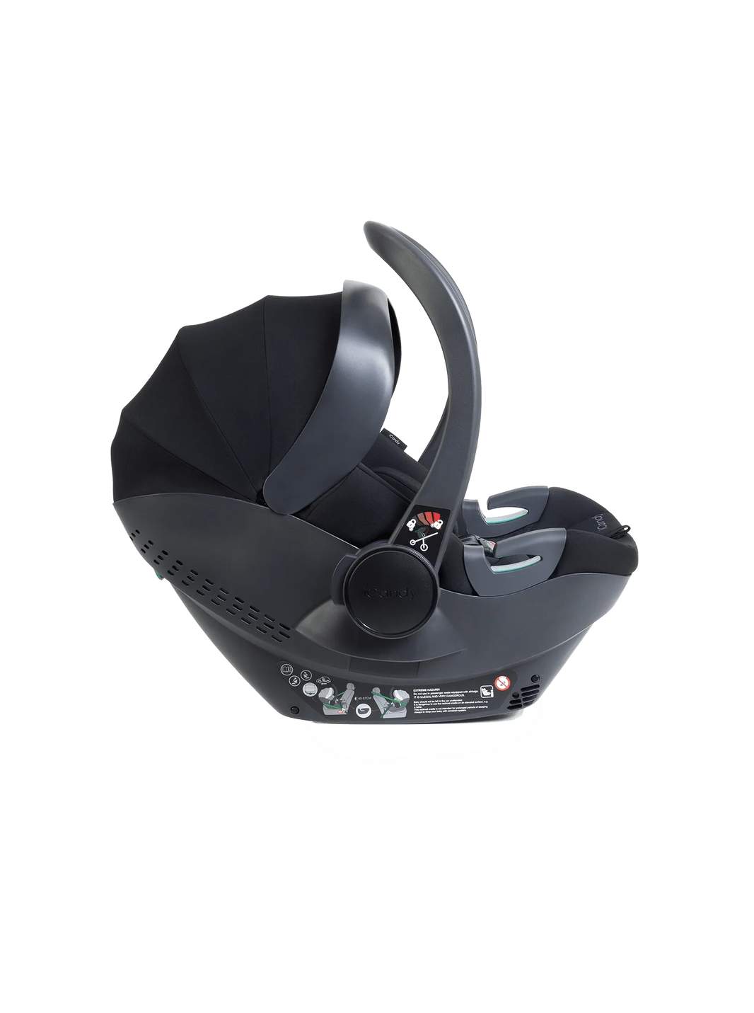 Peach 7 Black Pushchair and Carrycot - Complete 360 Car Seat Bundle