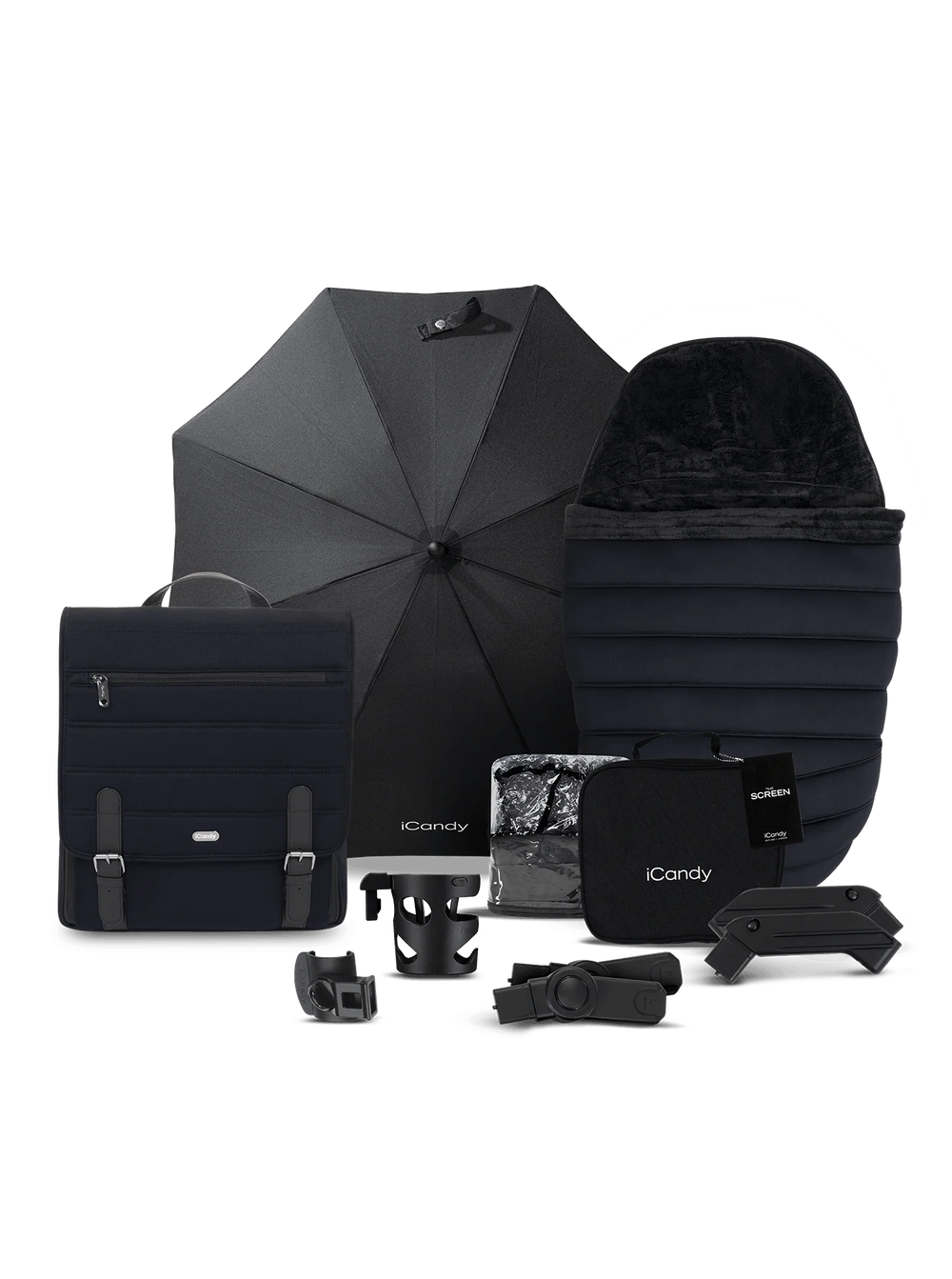 Peach 7 Black Pushchair and Carrycot - Complete 360 Car Seat Bundle