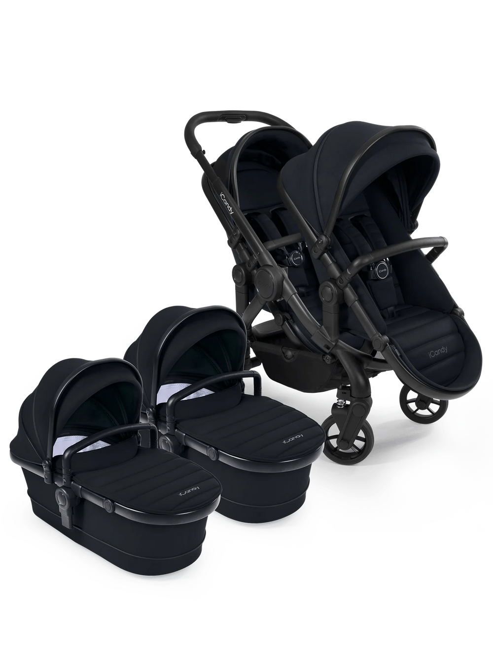 Peach 7 Black Pushchair and Carrycot - Twin