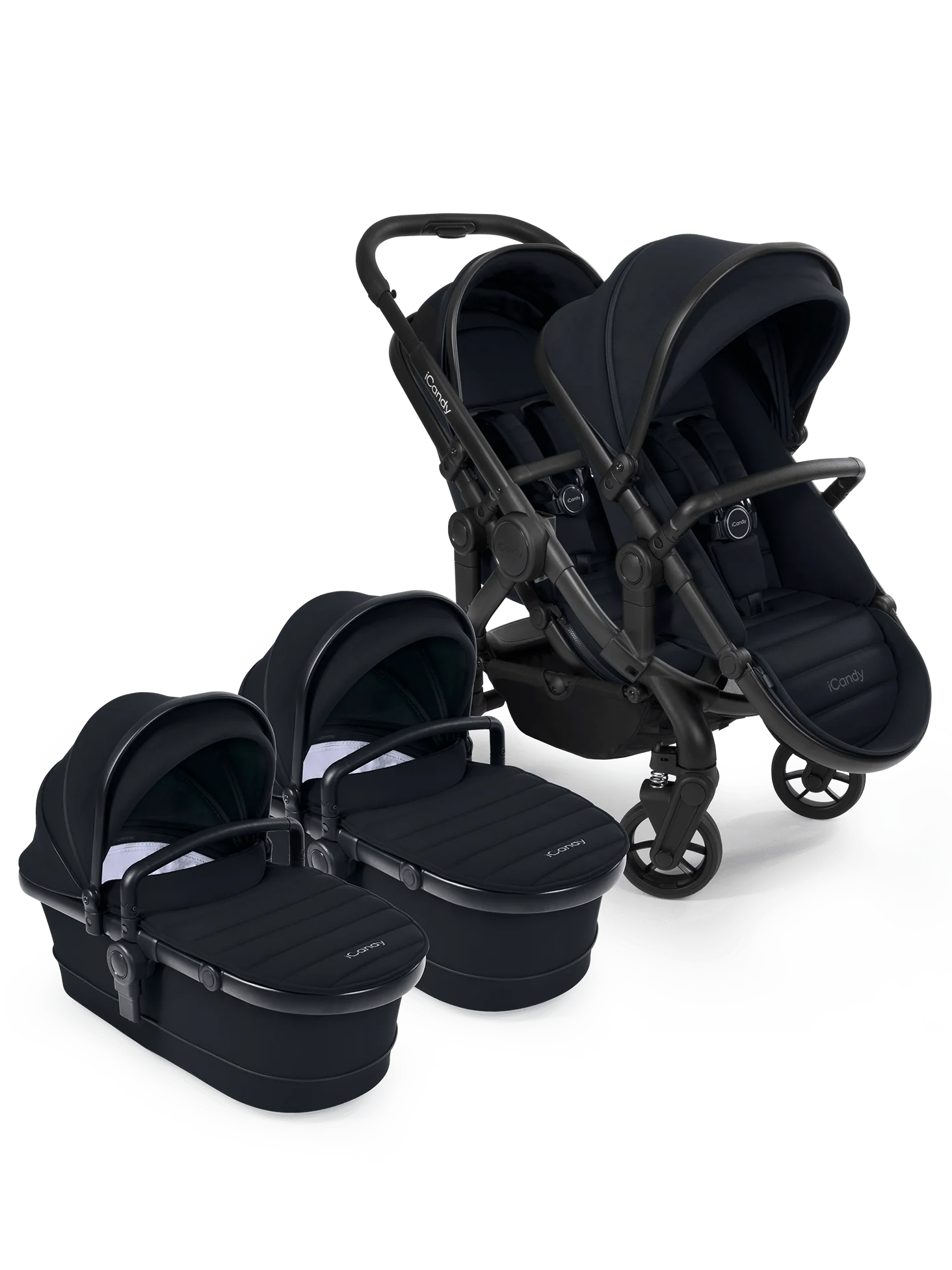 Peach 7 Black Pushchair and Carrycot - Twin