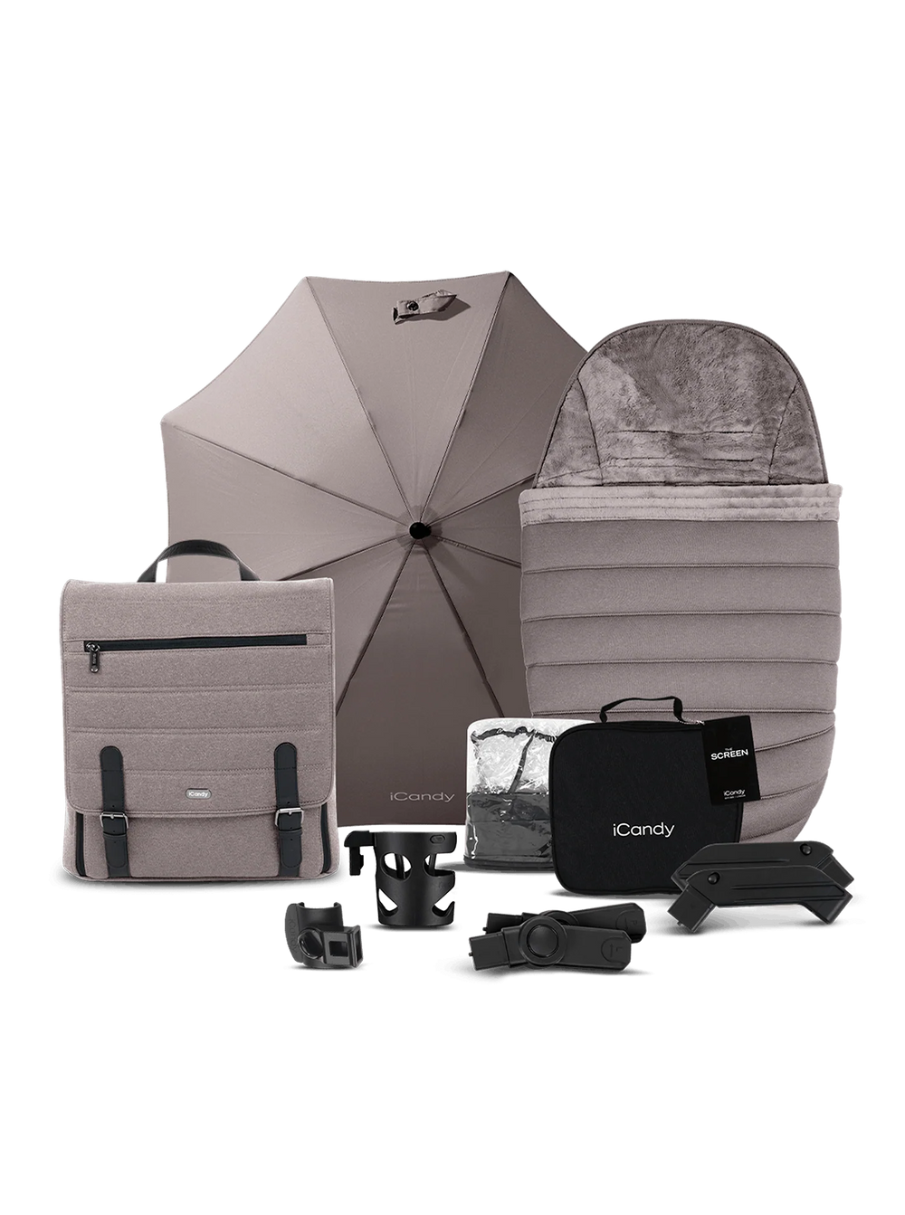 Peach 7 Porcini Pushchair and Carrycot - Complete 360 Car Seat Bundle