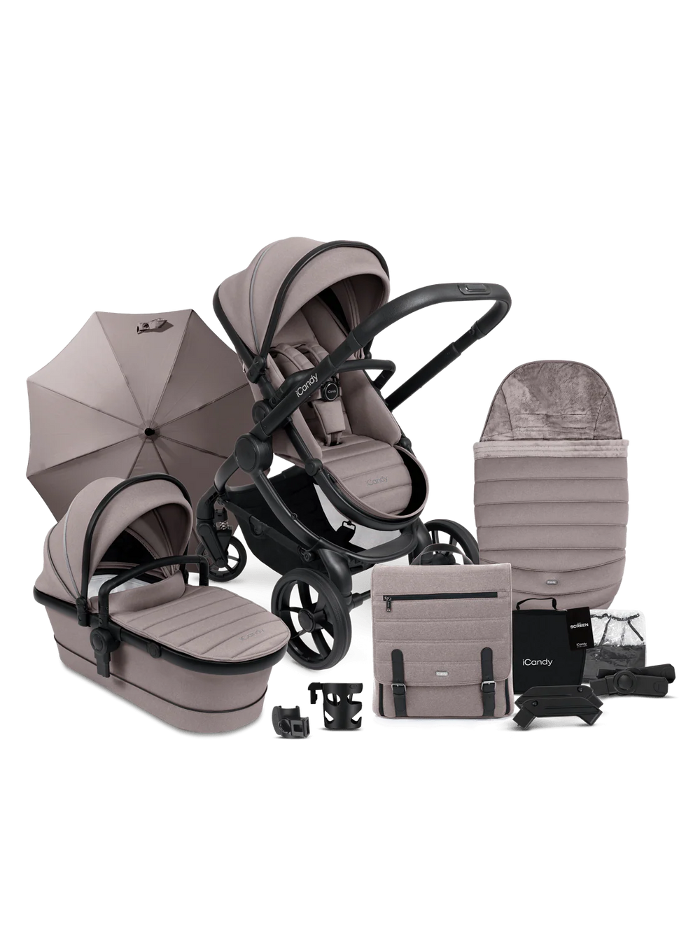 Peach 7 Porcini Pushchair and Carrycot - Complete Bundle