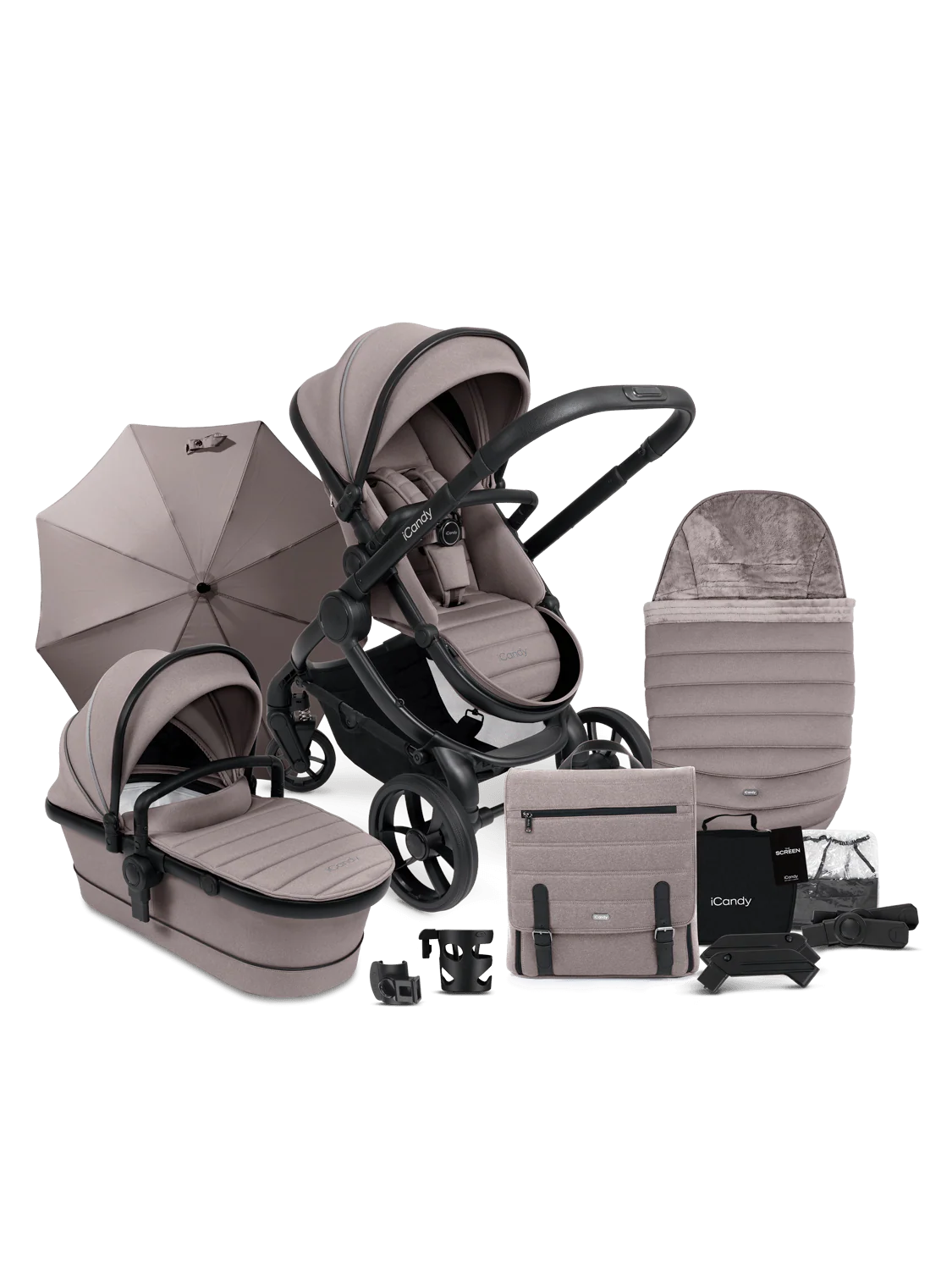 Peach 7 Porcini Pushchair and Carrycot - Complete Bundle