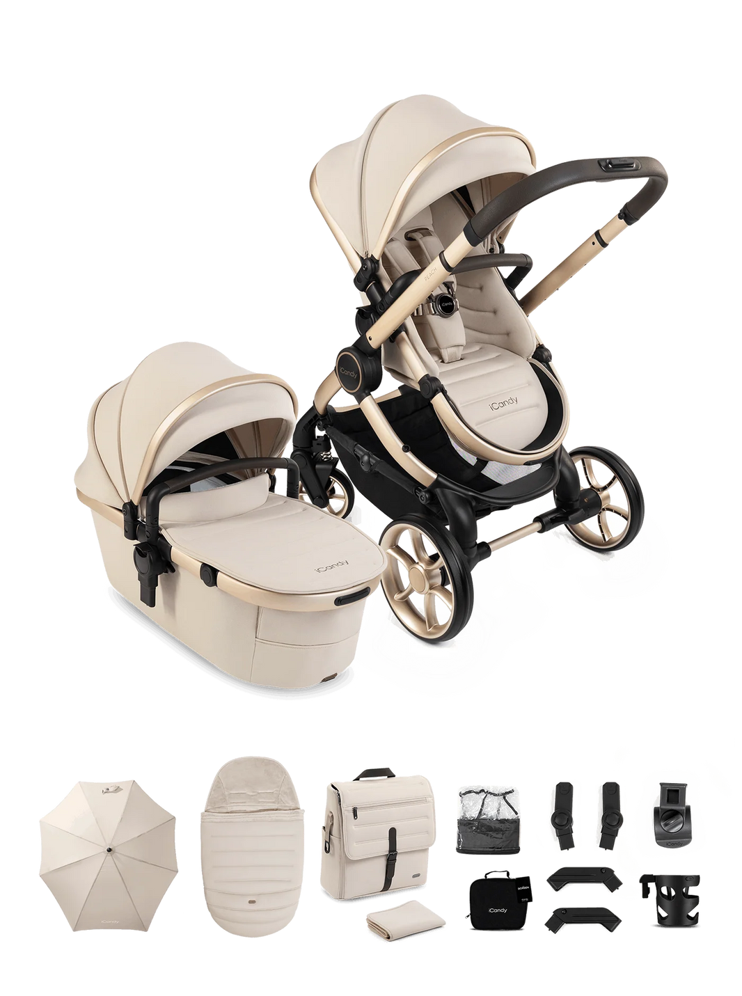 iCandy Peach 8 2-in-1 Kinderwagen – Biscotti – Complete Bundle