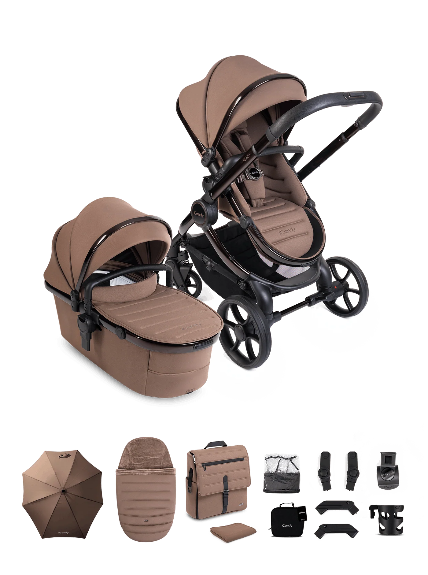Peach 8 Coco kinderwagen en reiswieg inclusief complete bundel