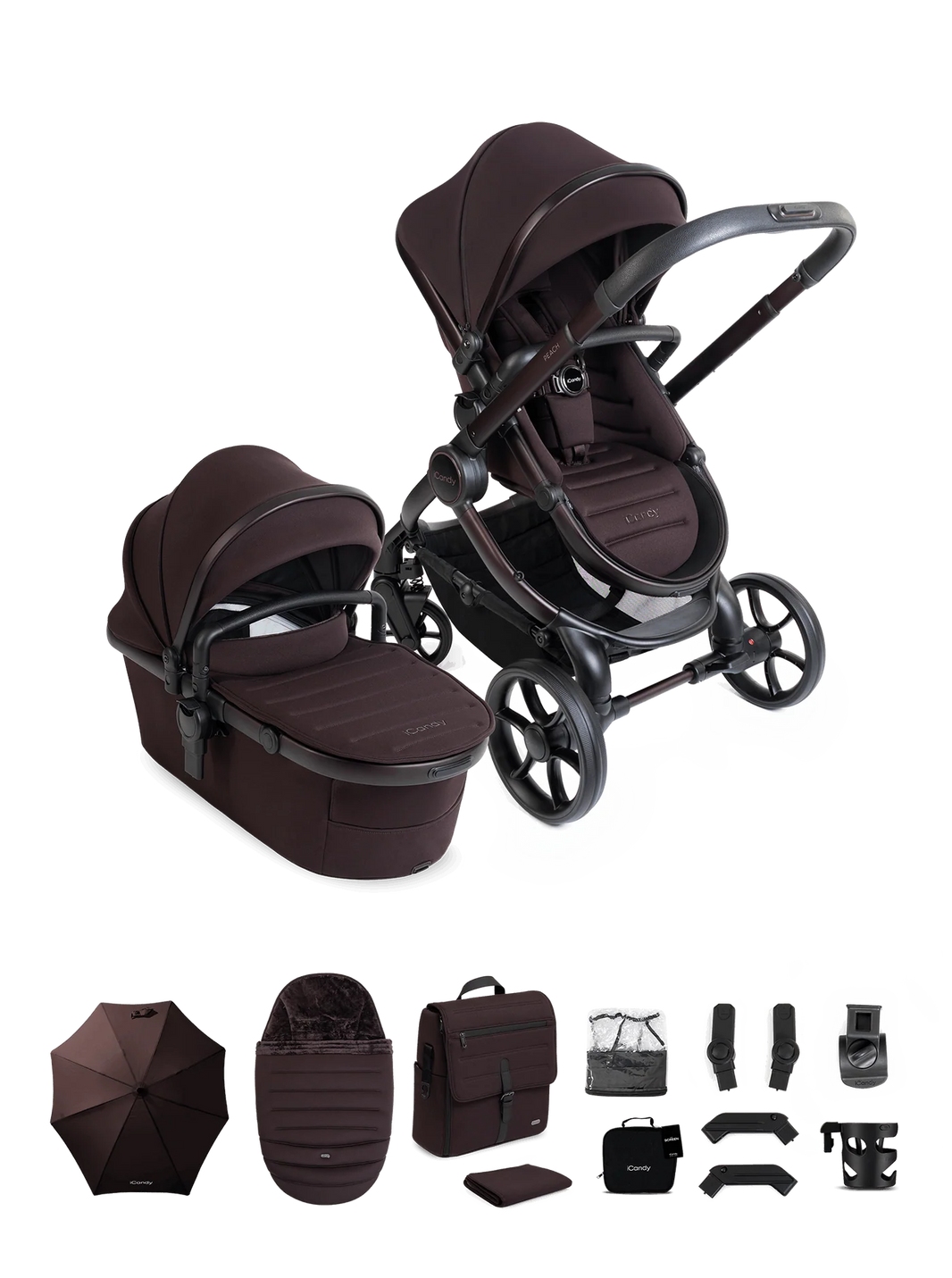 iCandy Peach 8 2-in-1 Kinderwagen – Coffee Bean – Complete Bundle