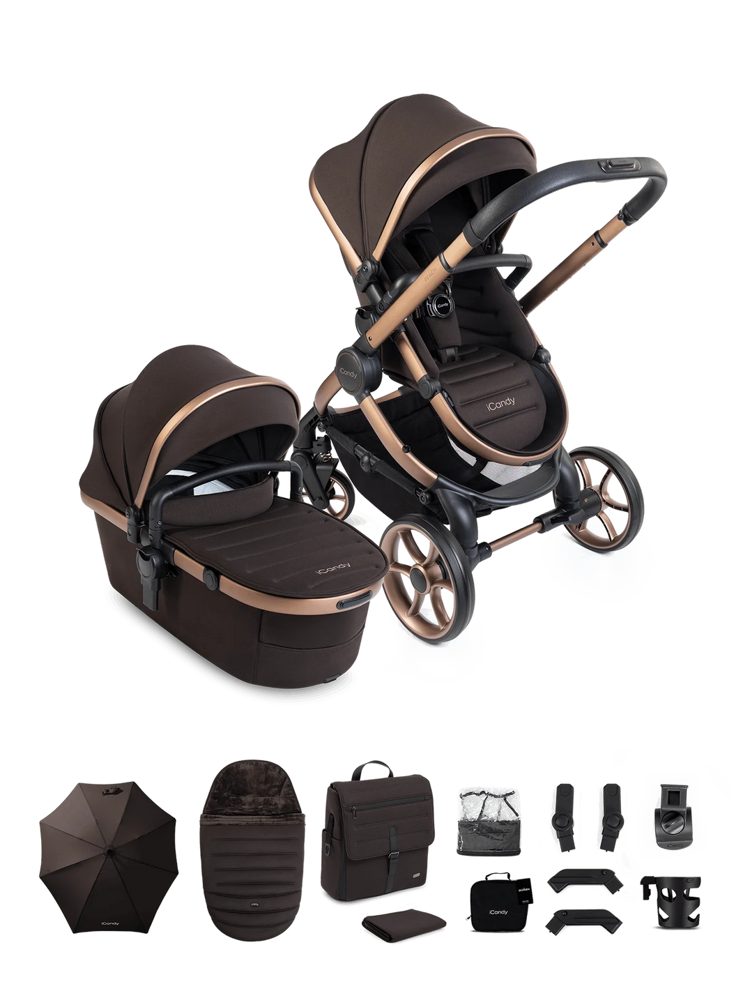 iCandy Peach 8 2-in-1 Kinderwagen – Pecan – Complete Bundle