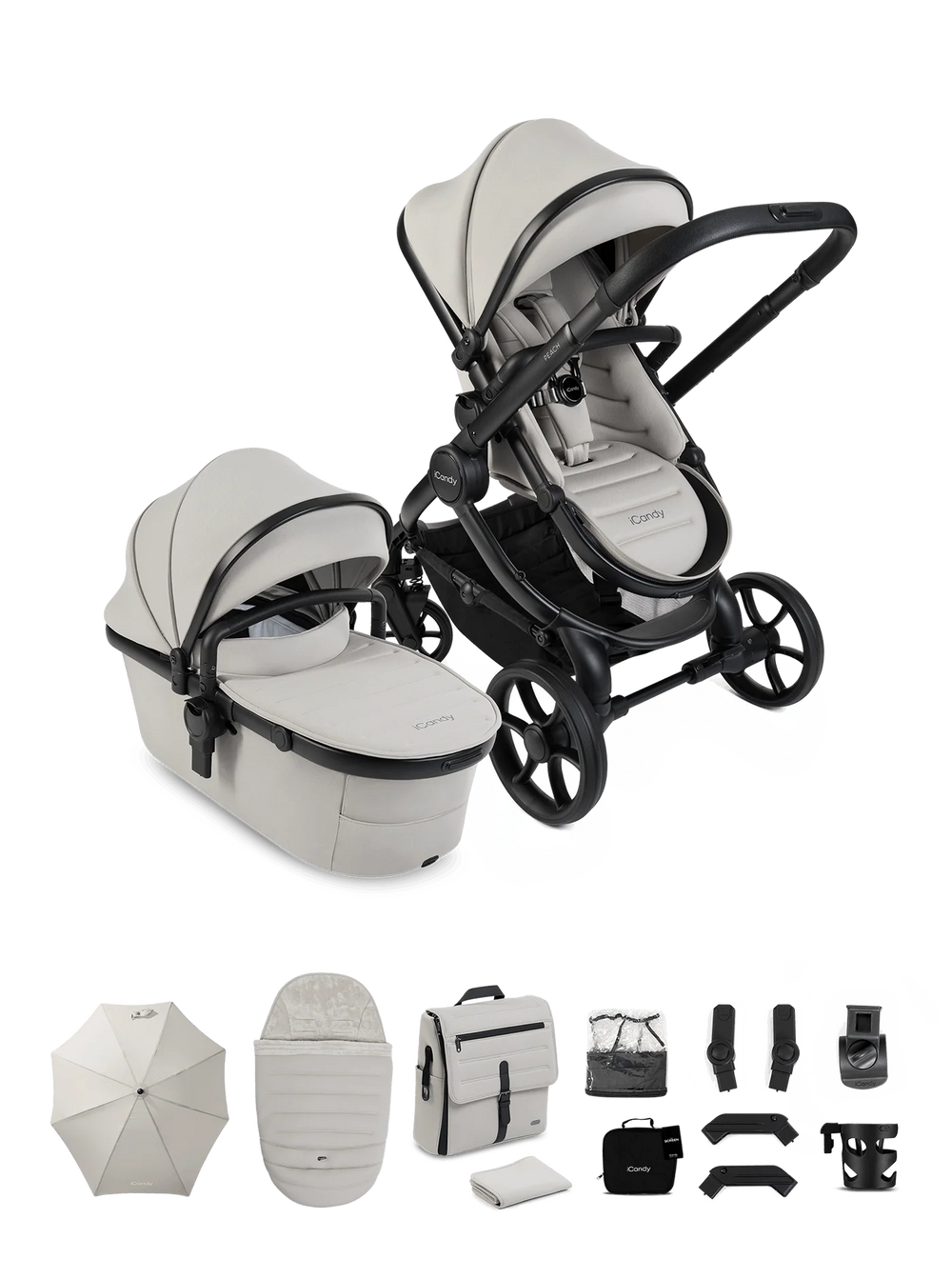 Peach 8 Taupe kinderwagen en reiswieg – kinderwagenset