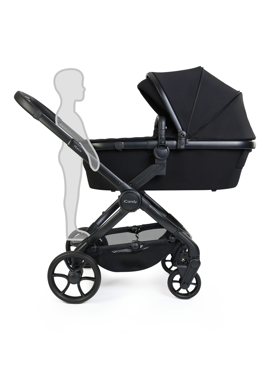 Peach 8 Black 3-1 kinderwagen en reiswieg – bundel met 360-graden autostoel