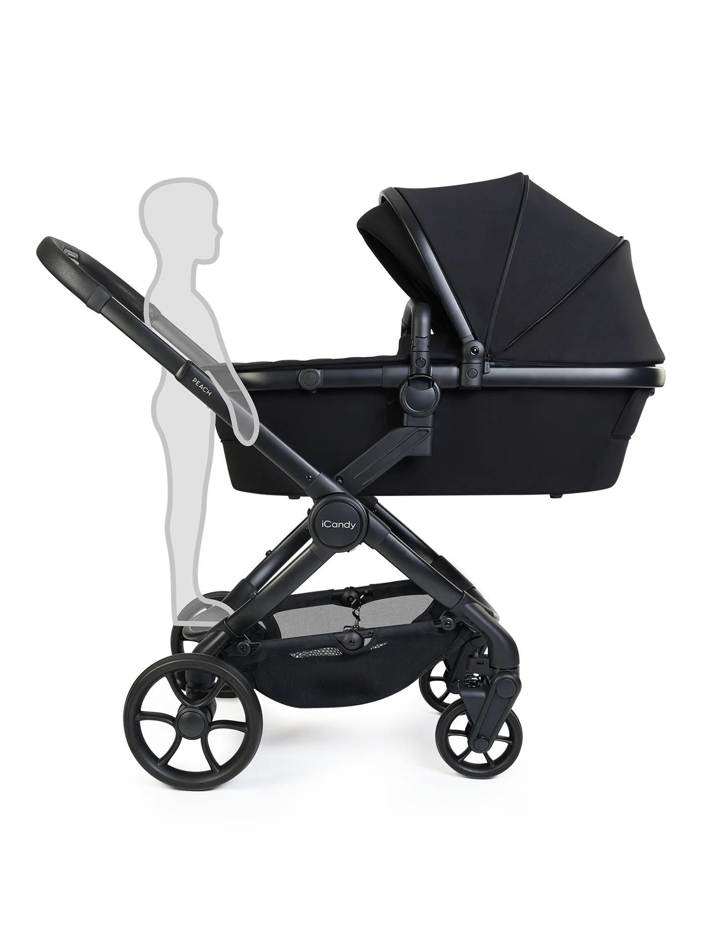 Peach 8 Black 3-1 kinderwagen en reiswieg – bundel met 360-graden autostoel