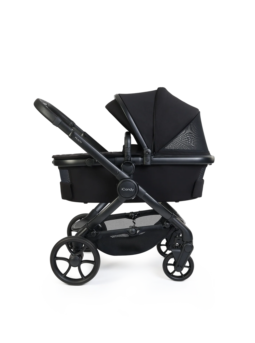 Peach 8 Black 3-1 kinderwagen en reiswieg – bundel met 360-graden autostoel