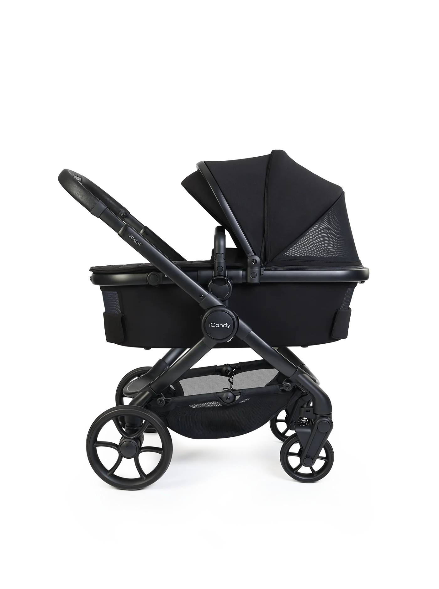Peach 8 Black 3-1 kinderwagen en reiswieg – bundel met 360-graden autostoel
