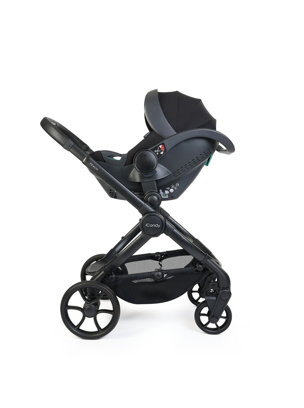 Peach 8 Black 3-1 kinderwagen en reiswieg – bundel met 360-graden autostoel