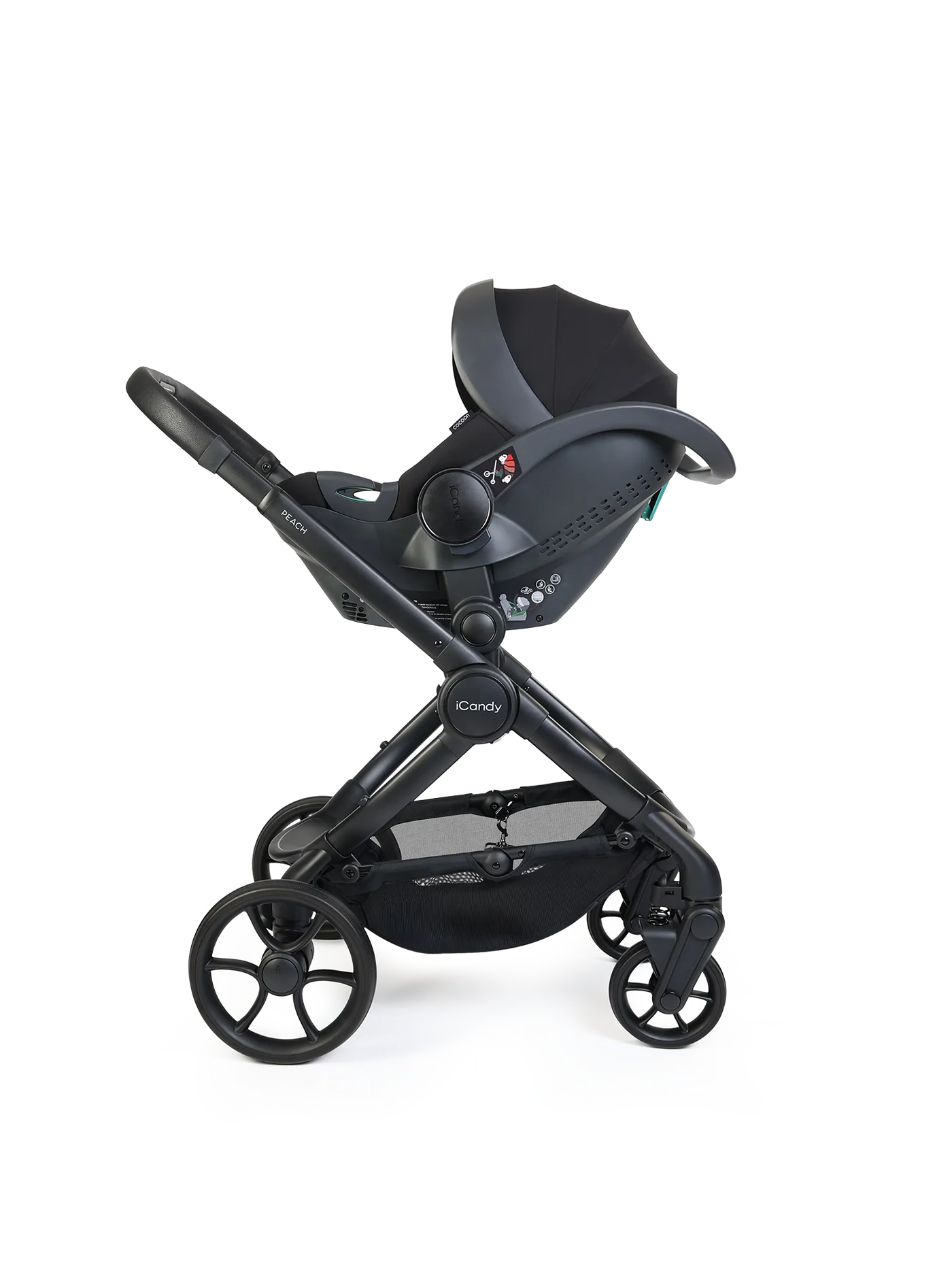 Peach 8 Black 3-1 kinderwagen en reiswieg – bundel met 360-graden autostoel
