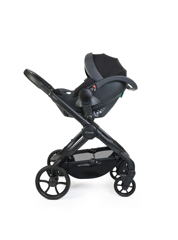 Peach 8 Black Pushchair and Carrycot - 360 Car Seat Pushchair Bundle
