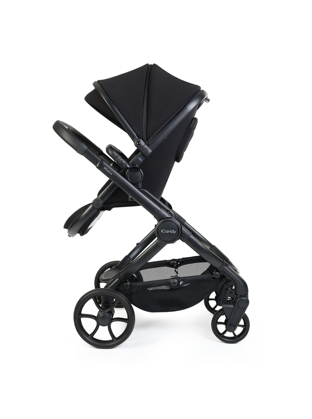 Peach 8 Black 3-1 kinderwagen en reiswieg – bundel met 360-graden autostoel