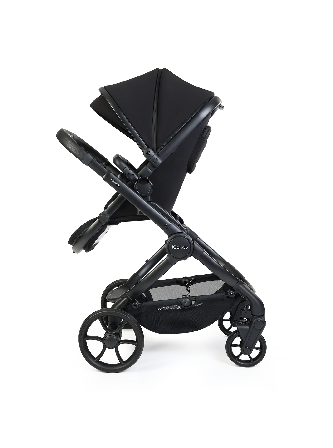 Peach 8 Black 3-1 kinderwagen en reiswieg – bundel met 360-graden autostoel