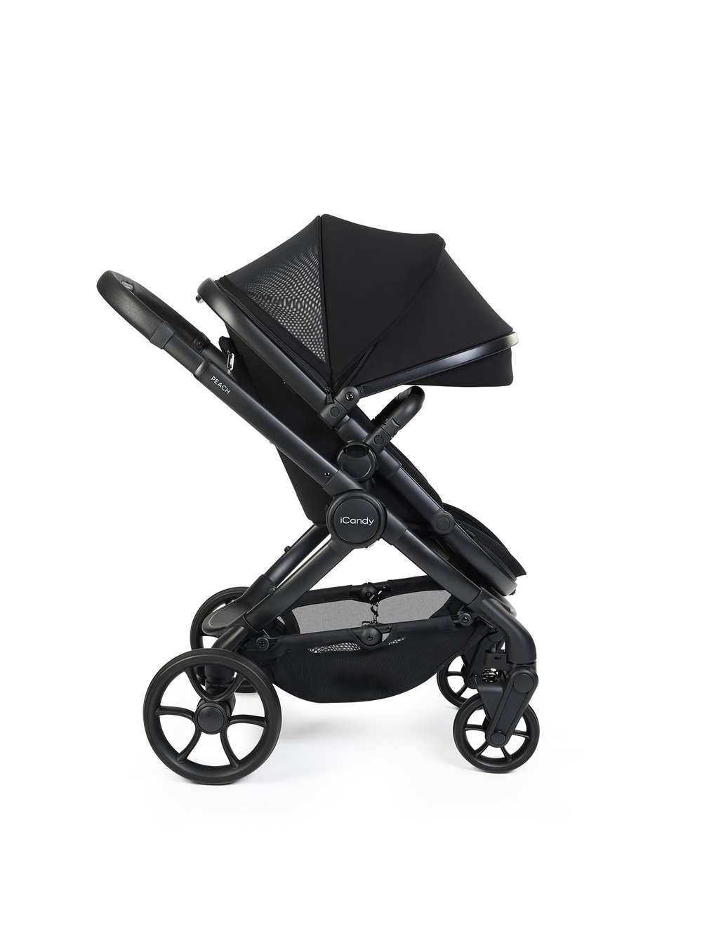 Peach 8 Black 3-1 kinderwagen en reiswieg – bundel met 360-graden autostoel
