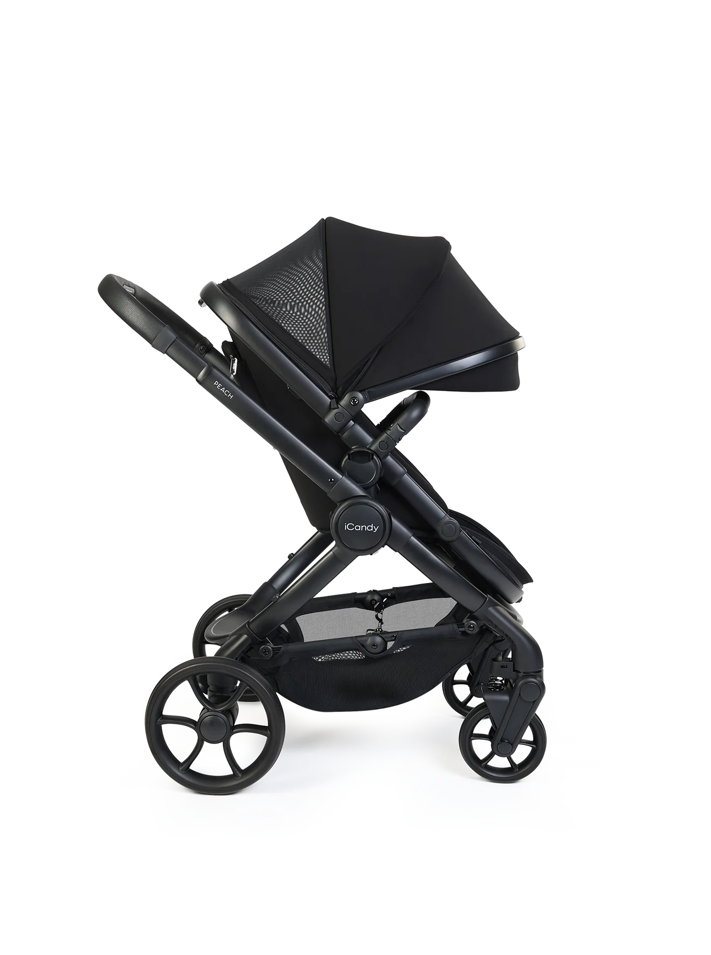 Peach 8 Black 3-1 kinderwagen en reiswieg – bundel met 360-graden autostoel