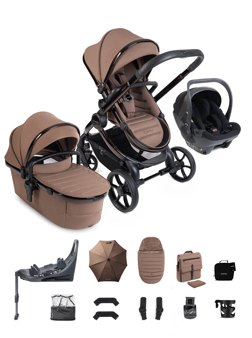 Peach 8 Coco 3-1 kinderwagen en reiswieg – bundel met 360-graden autostoel en kinderwagen