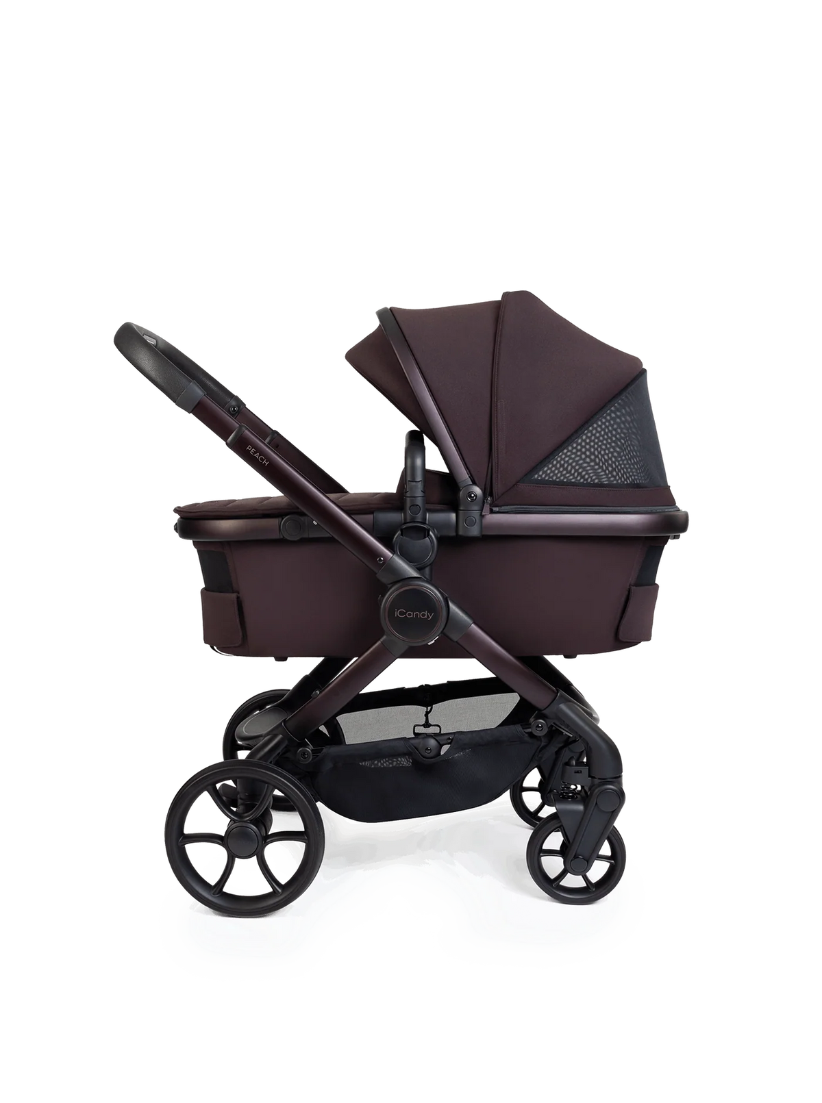 Peach 8 Coffee Bean 3-1 kinderwagen en reiswieg – Bundel met kinderwagen en 360-autostoeltje