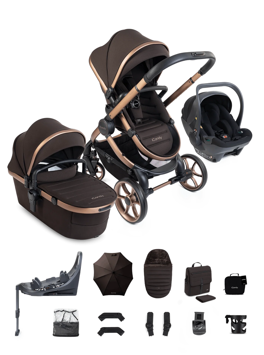 iCandy Peach 8 3-in-1 Kinderwagen – Pecan – Complete Bundle