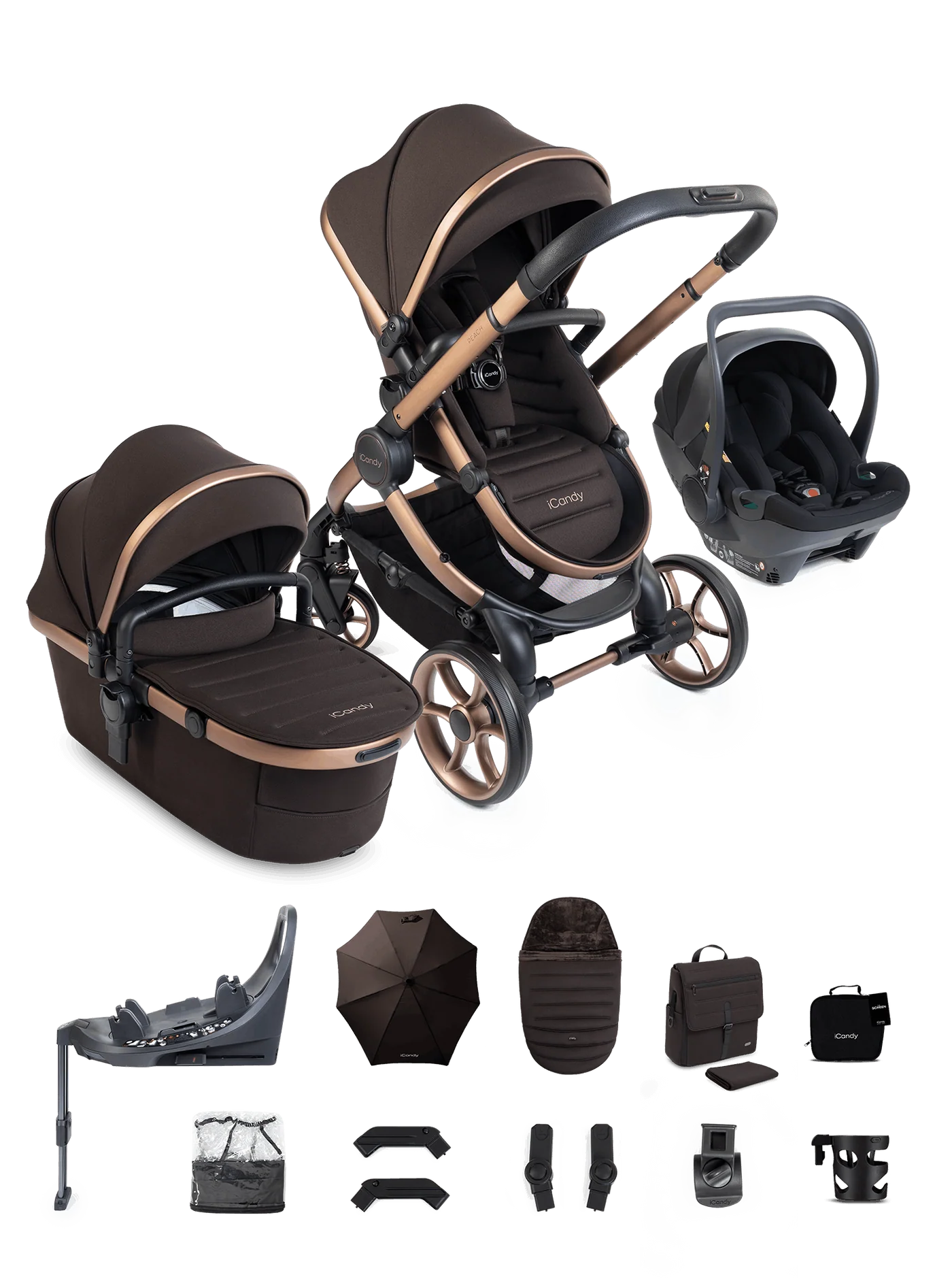iCandy Peach 8 3-in-1 Kinderwagen – Pecan – Complete Bundle