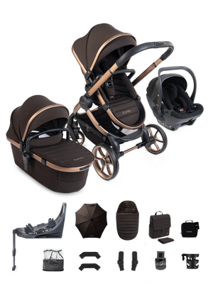 Peach 8 Pecan Pushchair and Carrycot - 360 Car Seat Pushchair Bundle