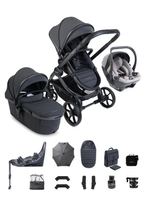 Peach 8 Grey Pushchair and Carrycot - 360 Car Seat Pushchair Bundle