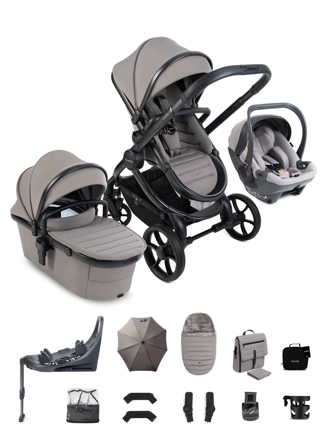 iCandy Peach 8 3-in-1 Kinderwagen – Porcini – Complete Bundle