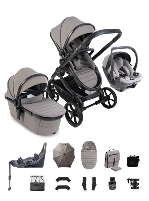 Peach 8 Porcini Pushchair and Carrycot - 360 Car Seat Pushchair Bundle