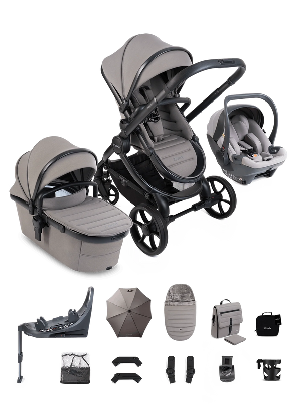 Peach 8 Porcini Pushchair and Carrycot - 360 Car Seat Pushchair Bundle
