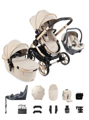 Peach 8 Biscotti Pushchair and Carrycot - 360 Car Seat Pushchair Bundle