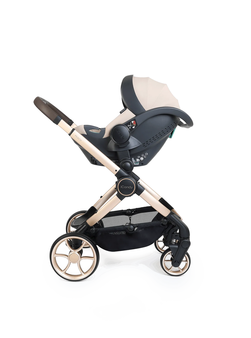 Peach 8 Biscotti 3-1 kinderwagen en reiswieg – Bundel met 360-graden autostoel