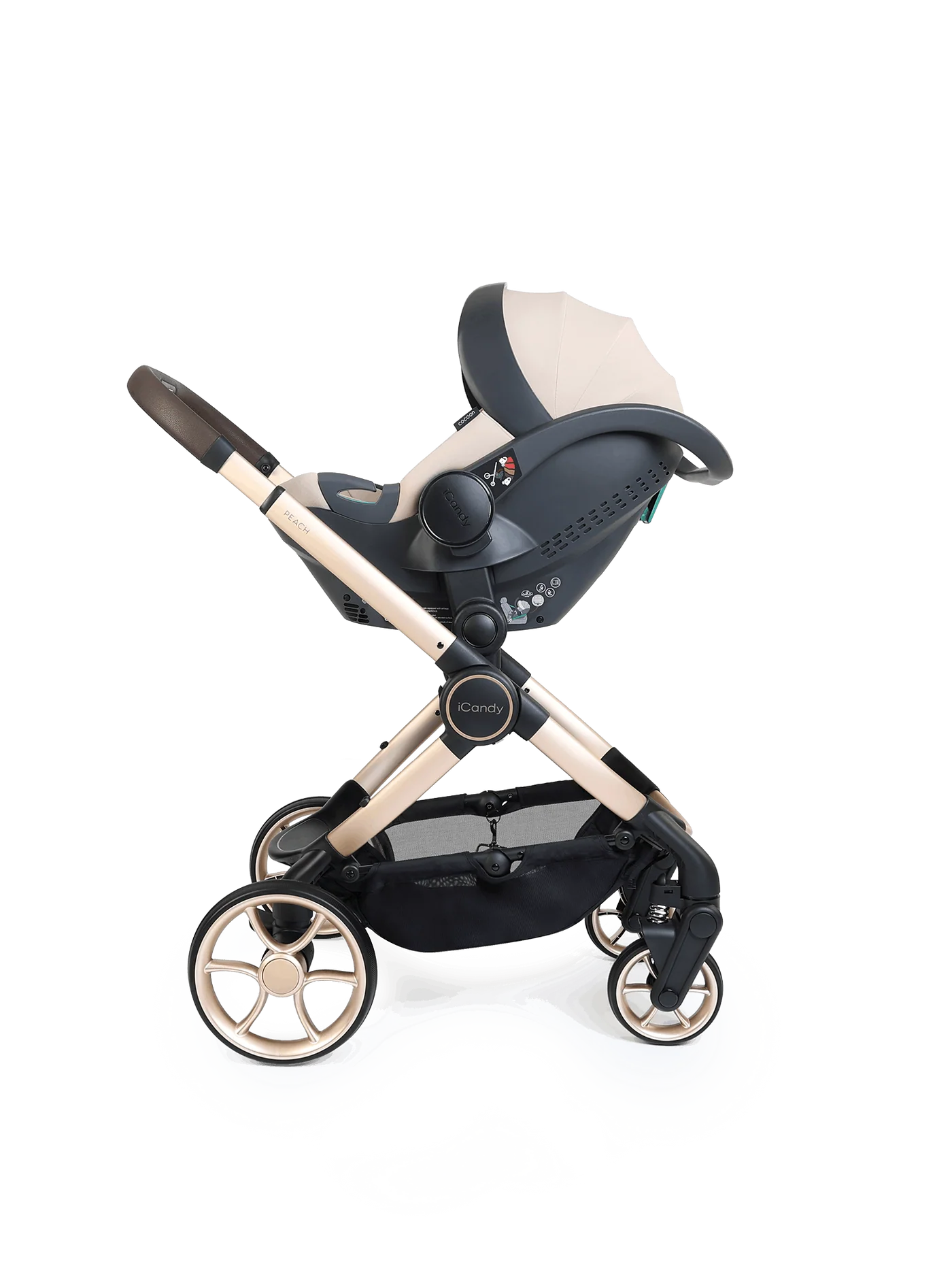 Peach 8 Biscotti 3-1 kinderwagen en reiswieg – Bundel met 360-graden autostoel