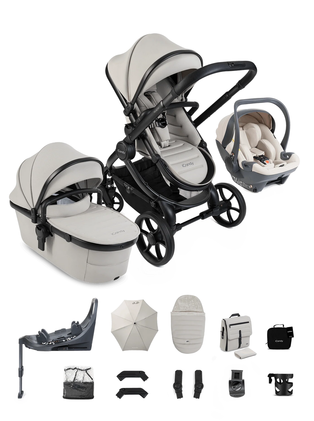 iCandy Peach 8 3-in-1 Kinderwagen – Taupe – Complete Bundle